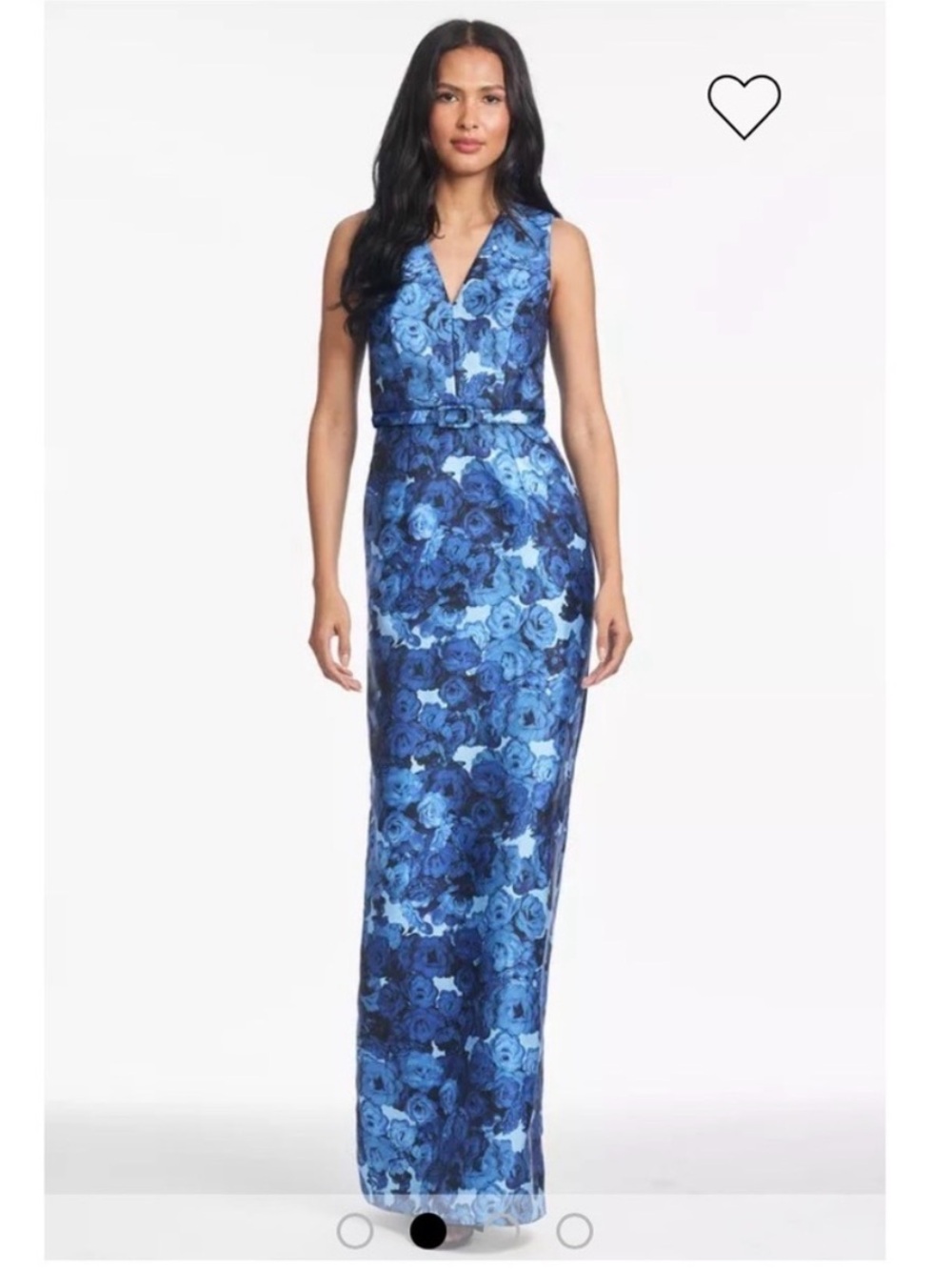 Sachin & Babi Adellyn Gown Wild Indigo Grandiflora Blue Floral Belted Size 6 NEW